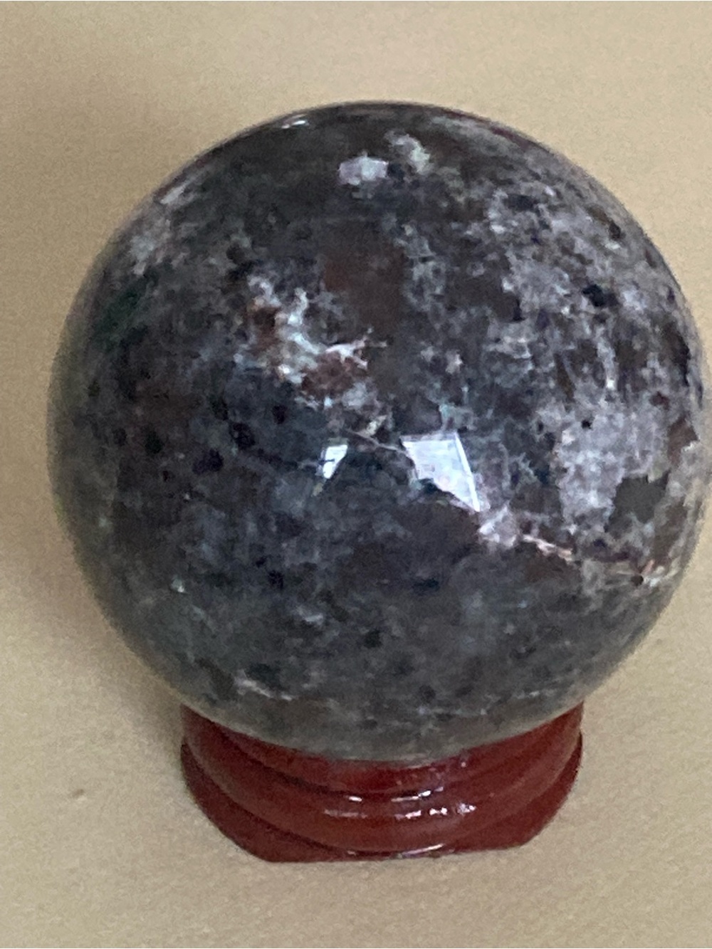 Polished Yooperlite Decorative Gemstone Sphere - Purple Gray